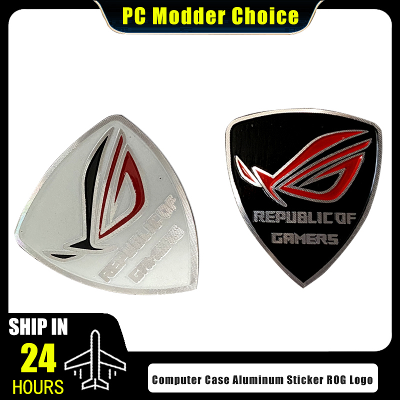 Gaming Accessories White - Obudowa komputera Aluminiowa naklejka Logo ROG