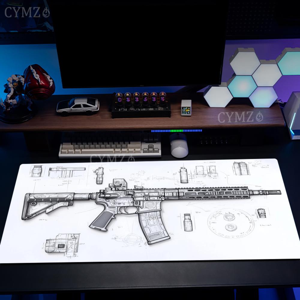 Gaming Accessories Drawing - Podkładka pod mysz z rysunkami karabinów